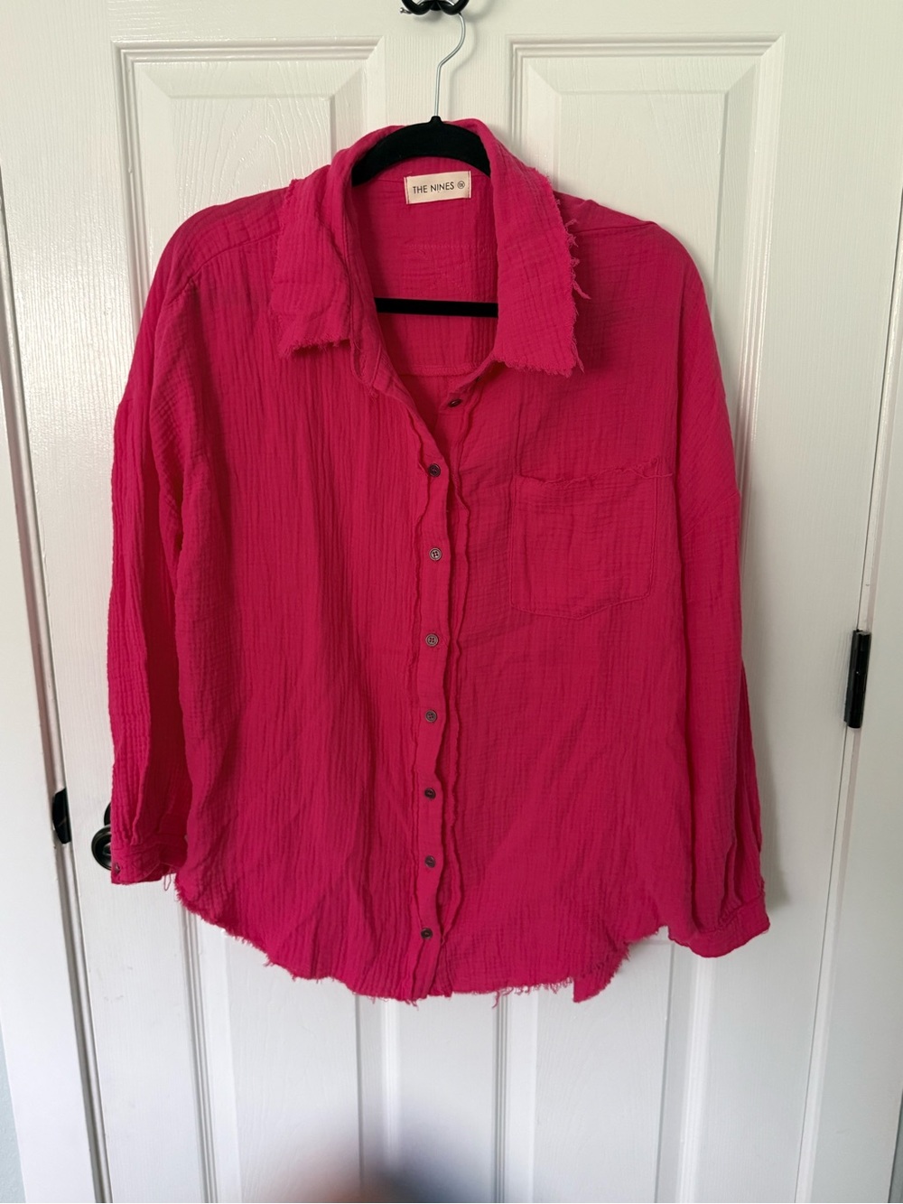 Women’s Hot Pink Button Down 100% Cotton 1X